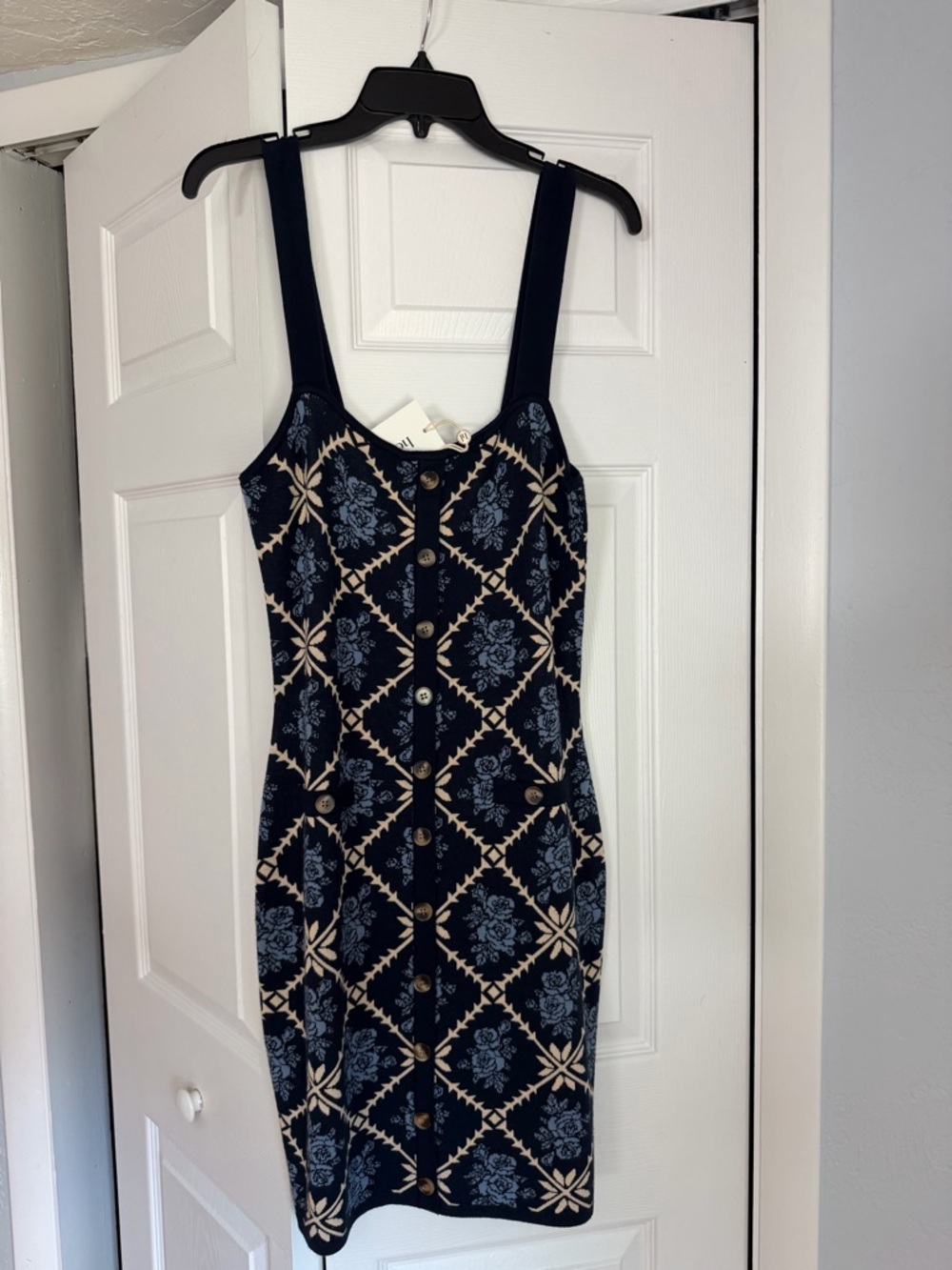 Heartloom Navy Floral-Print Button-Front Midi Dress